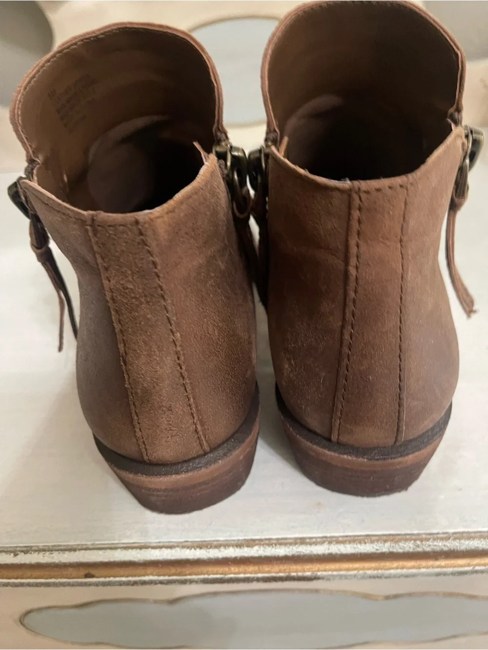 Gianni Bini Brown Suede Ankle Booties with Side Zipper